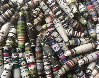 20 upcycled 1 inch paper beads bulk beads colorful beads upcycled magazine beads assorted