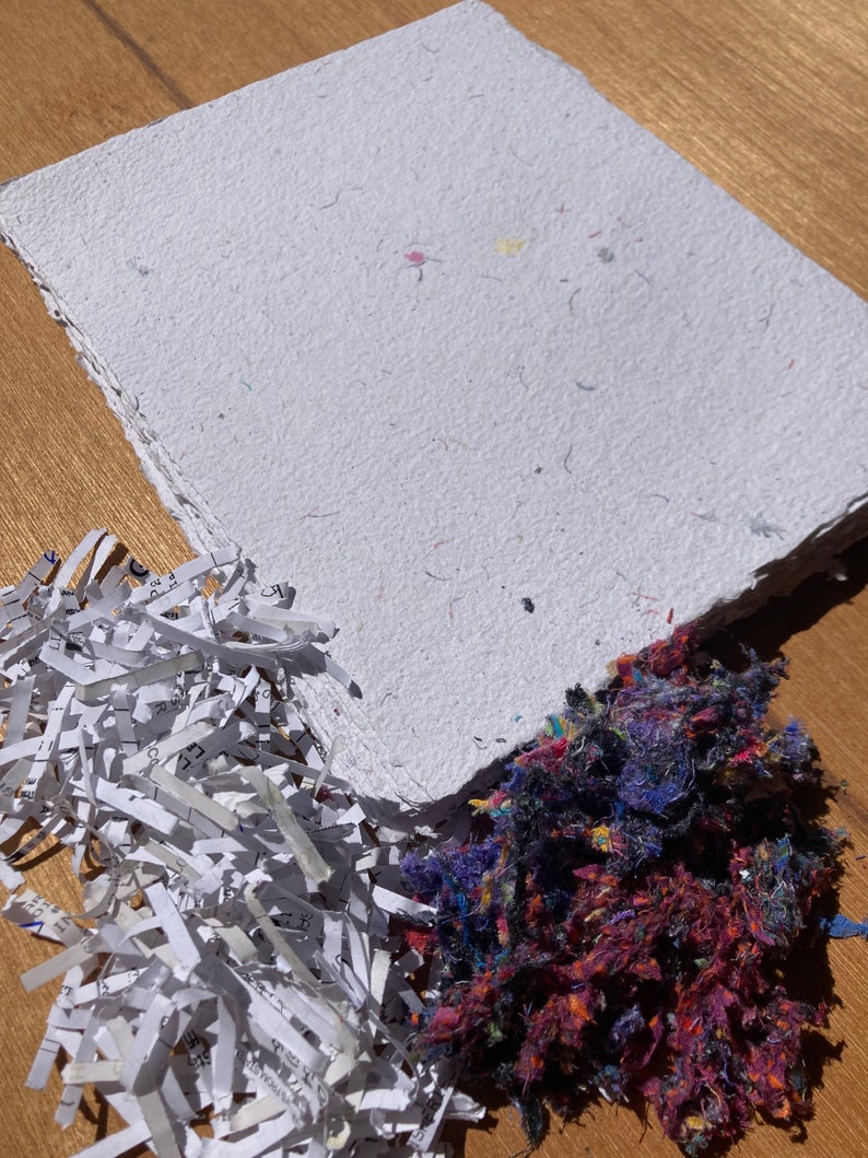 10 sheets 8.5x11 inch handmade recycled card stock, heavyweight paper, 350gsm image 3