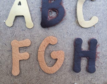 leather letters, faux leather letters, supply, packaging, alphabet, leather, brown leather, black leather, shop supply, pleather,