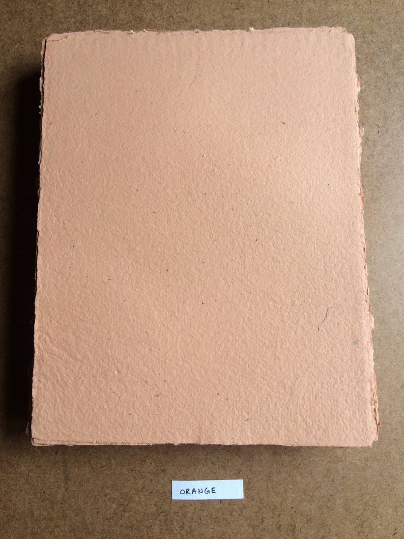 Orange paper decorative paper orange handmade paper textured paper eco friendly paper recycled paper autumn paper homemade paper