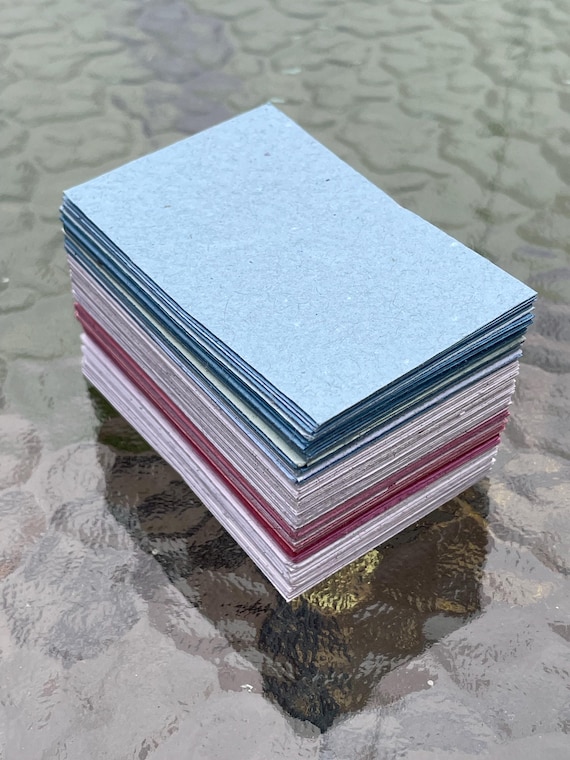 Handmade Recycled Paper, 2x3 Inch Calling Cards, Pinks Blues Neutrals