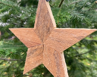 6 inch rustic wood star ornament, reclaimed wood ornament, Christmas star, solstice decoration