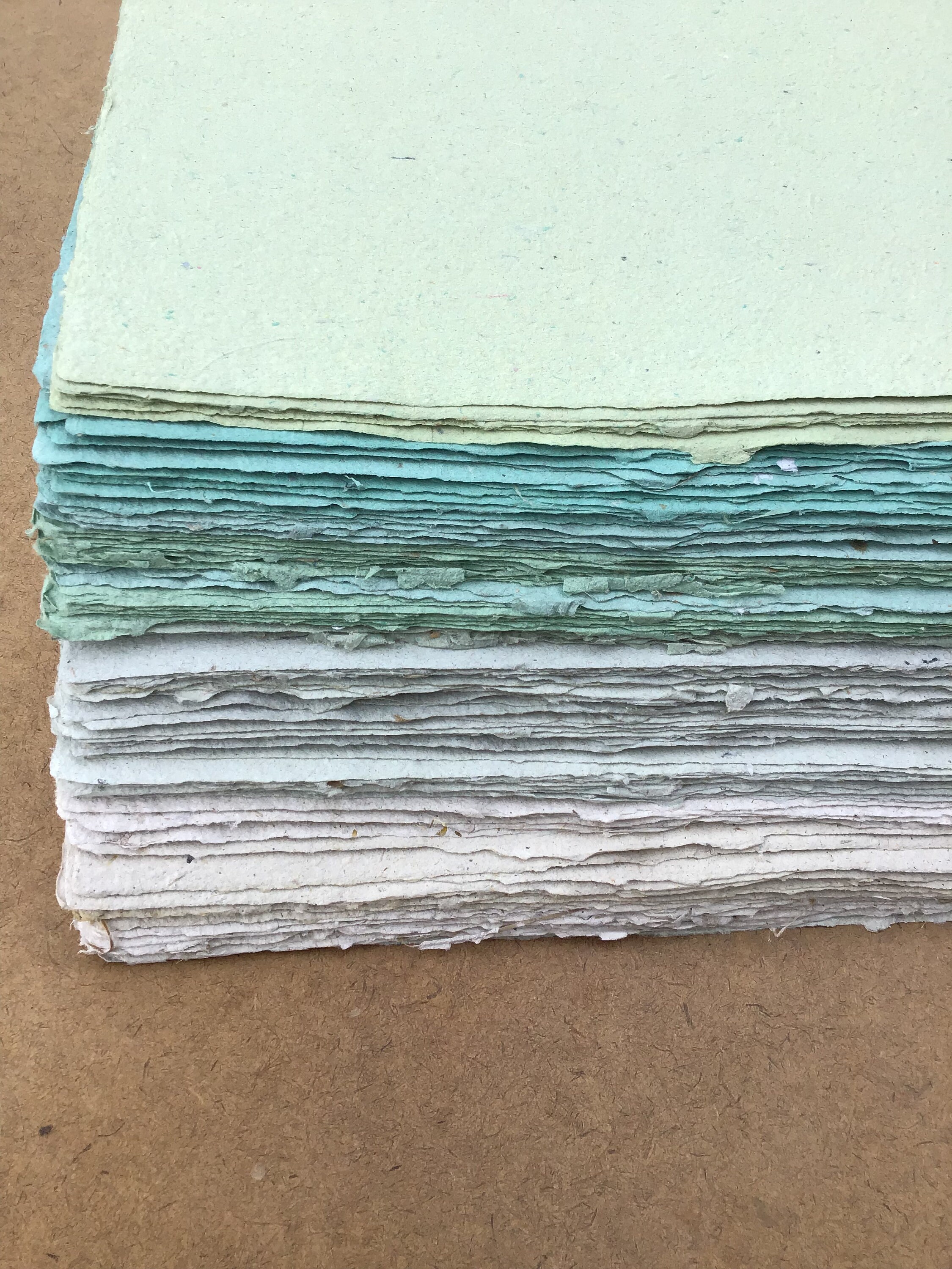 5 Sheets 8 5x11 Inch Spring Greens Batch Handmade Paper Eco Friendly