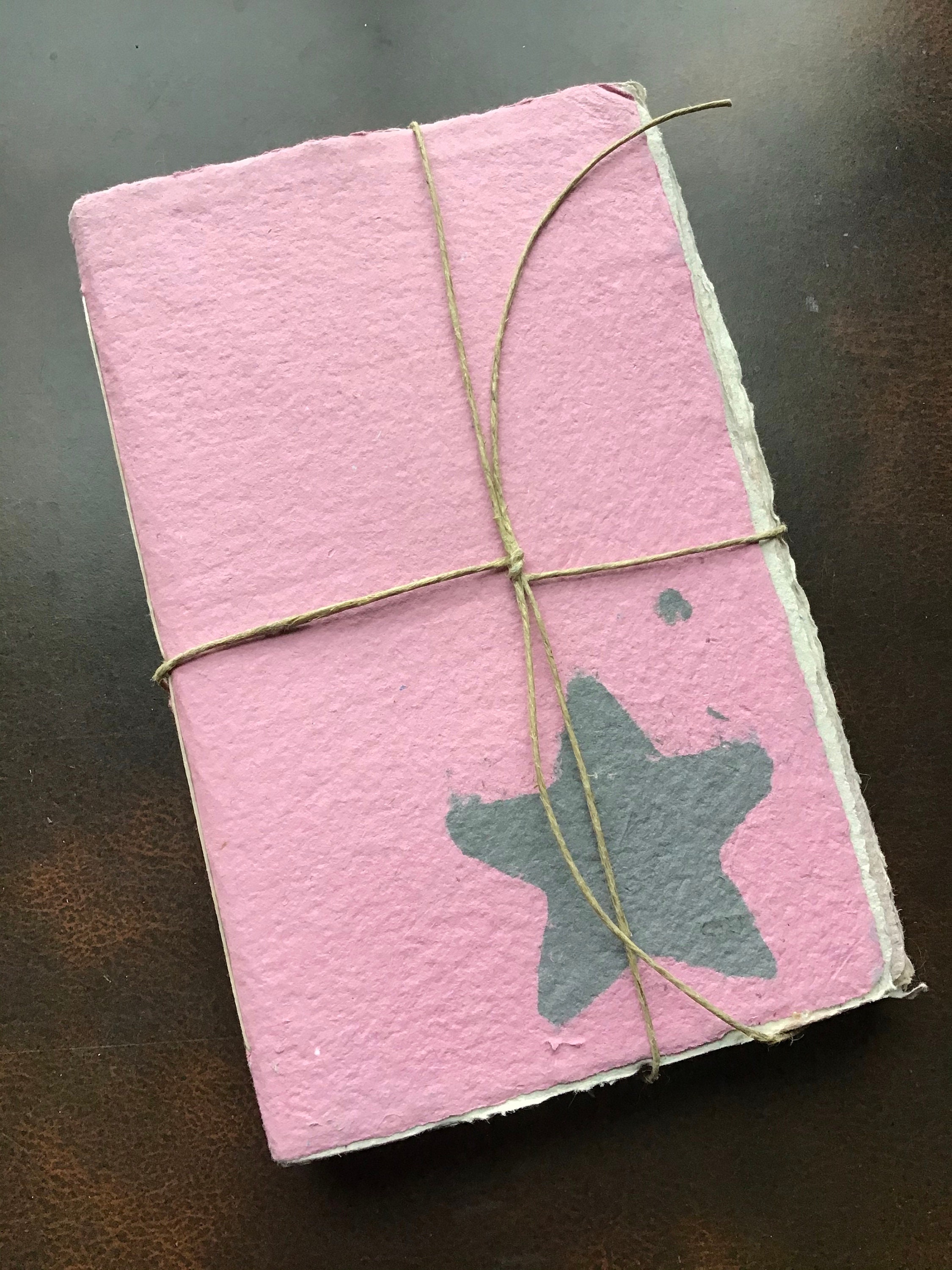 5.5x8.5 inch booklet, star journal, handmade paper, homemade paper