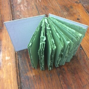 Green journal, handmade paper journal, sketch book, travel journal, guest book, recycled guestbook, diary, wedding book image 4