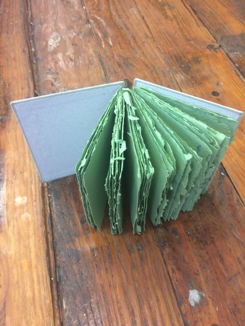 Green journal, handmade paper journal, sketch book, travel journal, guest book, recycled guestbook, diary, wedding book image 4