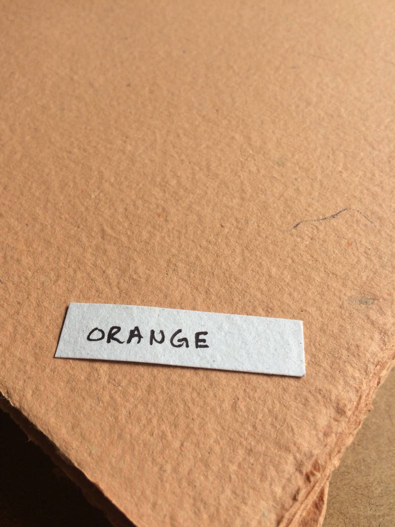 Orange paper decorative paper orange handmade paper textured paper eco friendly paper recycled paper autumn paper homemade paper