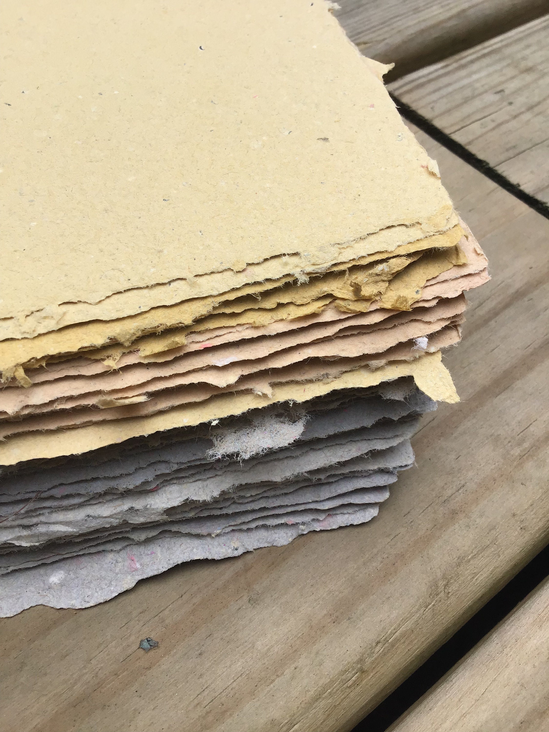 5 sheets Yellows and Greys batch, handmade paper, eco friendly