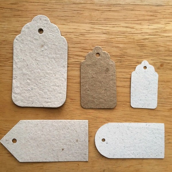 10 scalloped gift tags, eco friendly packaging, price tags, recycled handmade paper