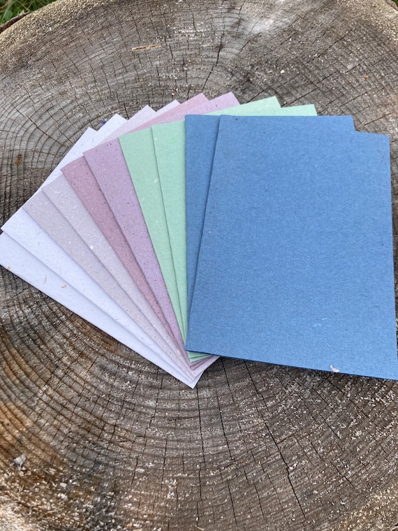 10 cartes en papier recyclé vierges de 5x7 pouces, ensemble bleu vert  violet, carte de vœux vierge -  France