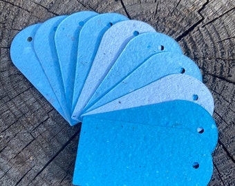 10 rounded blue gift tags, eco friendly packaging, price tags, recycled handmade paper