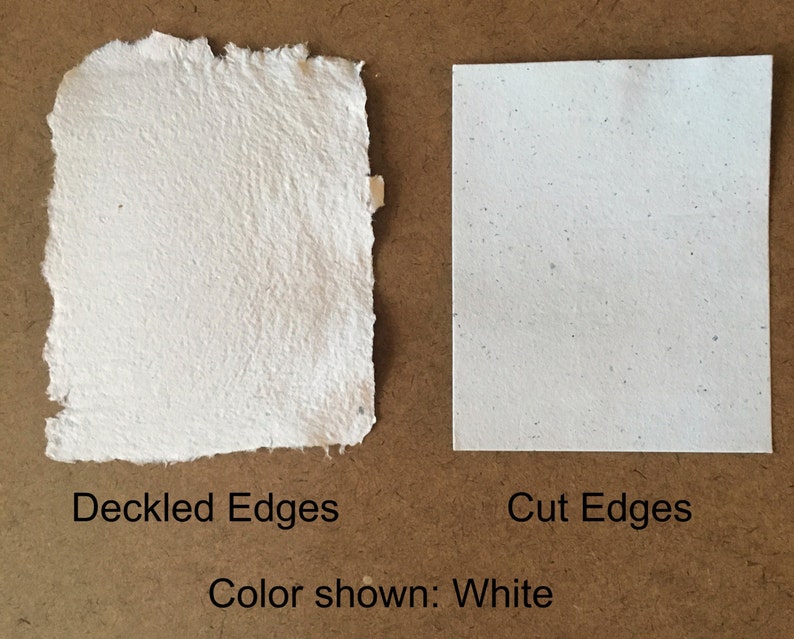 May include: Two pieces of white paper, one with deckled edges and one with cut edges. Color shown: White.