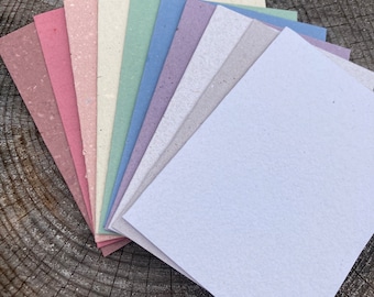 10 5x7 inch blank handmade recycled paper cards, multicolor set, blank greeting card