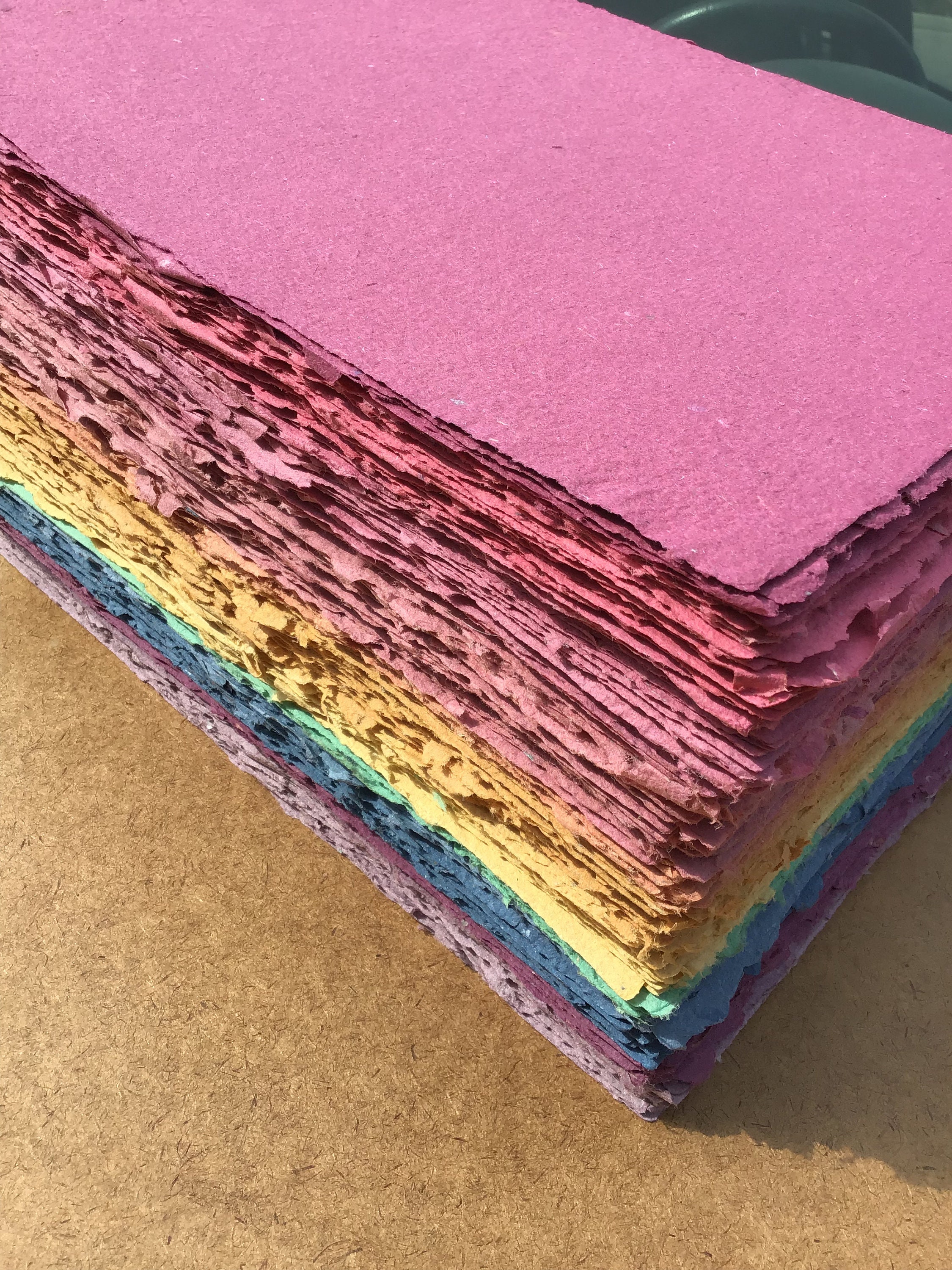 5 sheets 8.5x11 inch rainbow batch, handmade paper, eco friendly