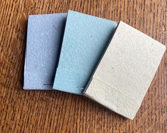 Watercolor Mini Notebook Set, Handmade Recycled Paper, 2x3 Pocket Notepads