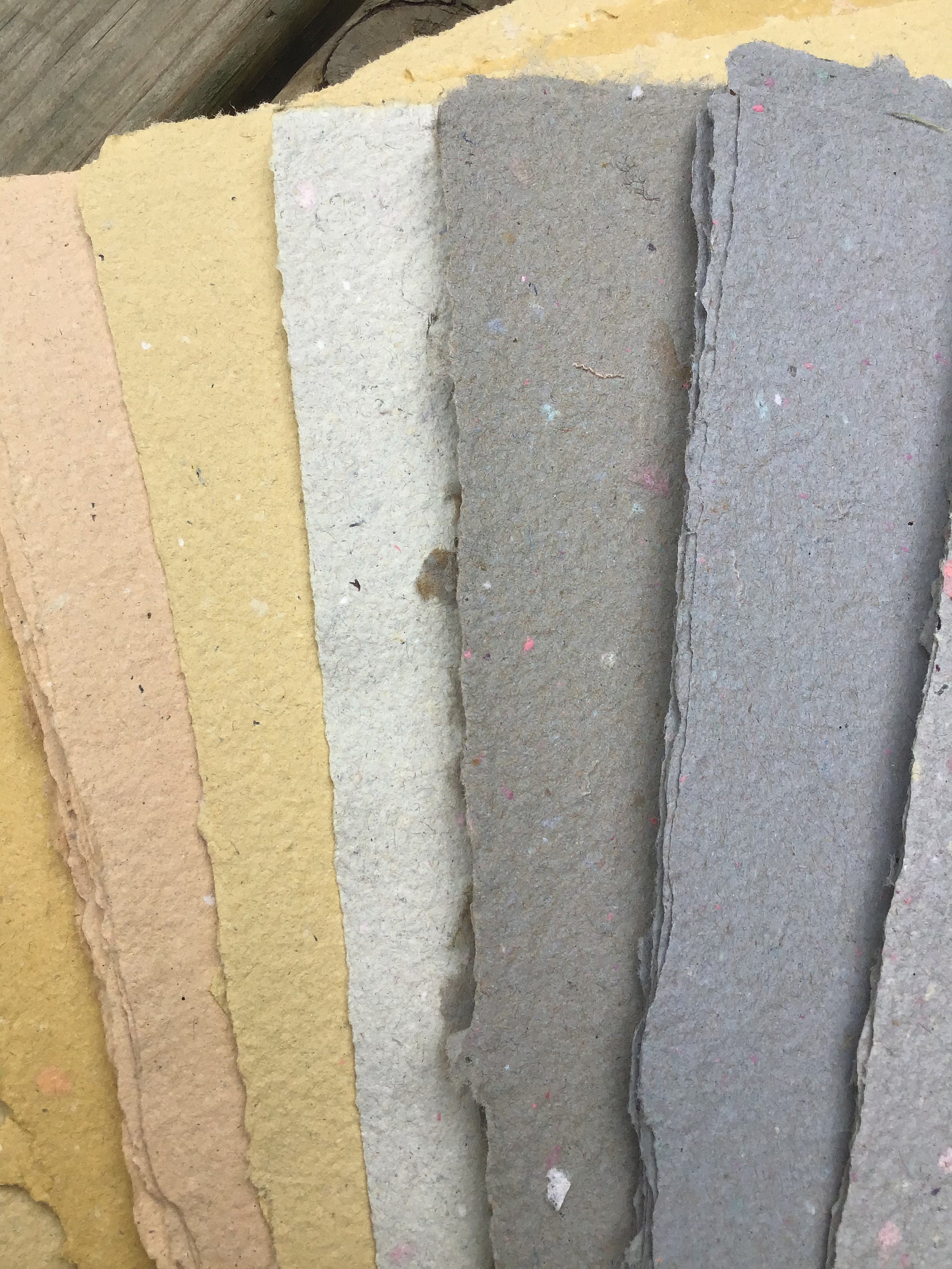 5 sheets Yellows and Greys batch, handmade paper, eco friendly