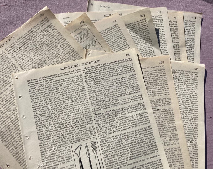 Featured listing image: 25 pages Vintage 1956 encyclopedia page pack, mixed lot, ephemera pack, junk journal, collage, scrapbooking, mixed media supply