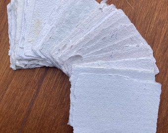 SALE PRICE 50 neutral sheets of deckled 3x4 inch paper, handmade paper, business cards, calling cards, recycled paper