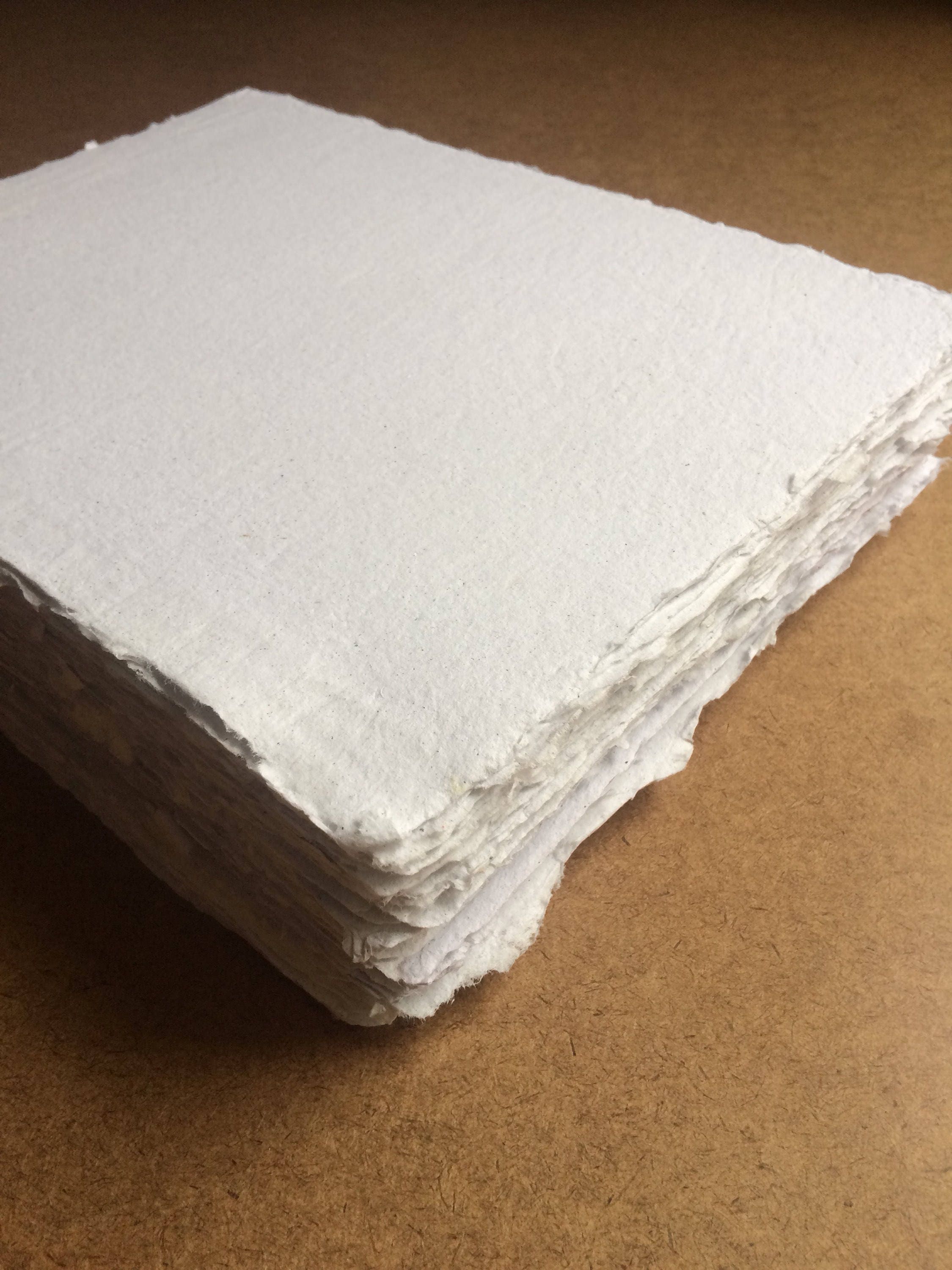 8.5 x 11 White Handmade Paper With Deckle Edge