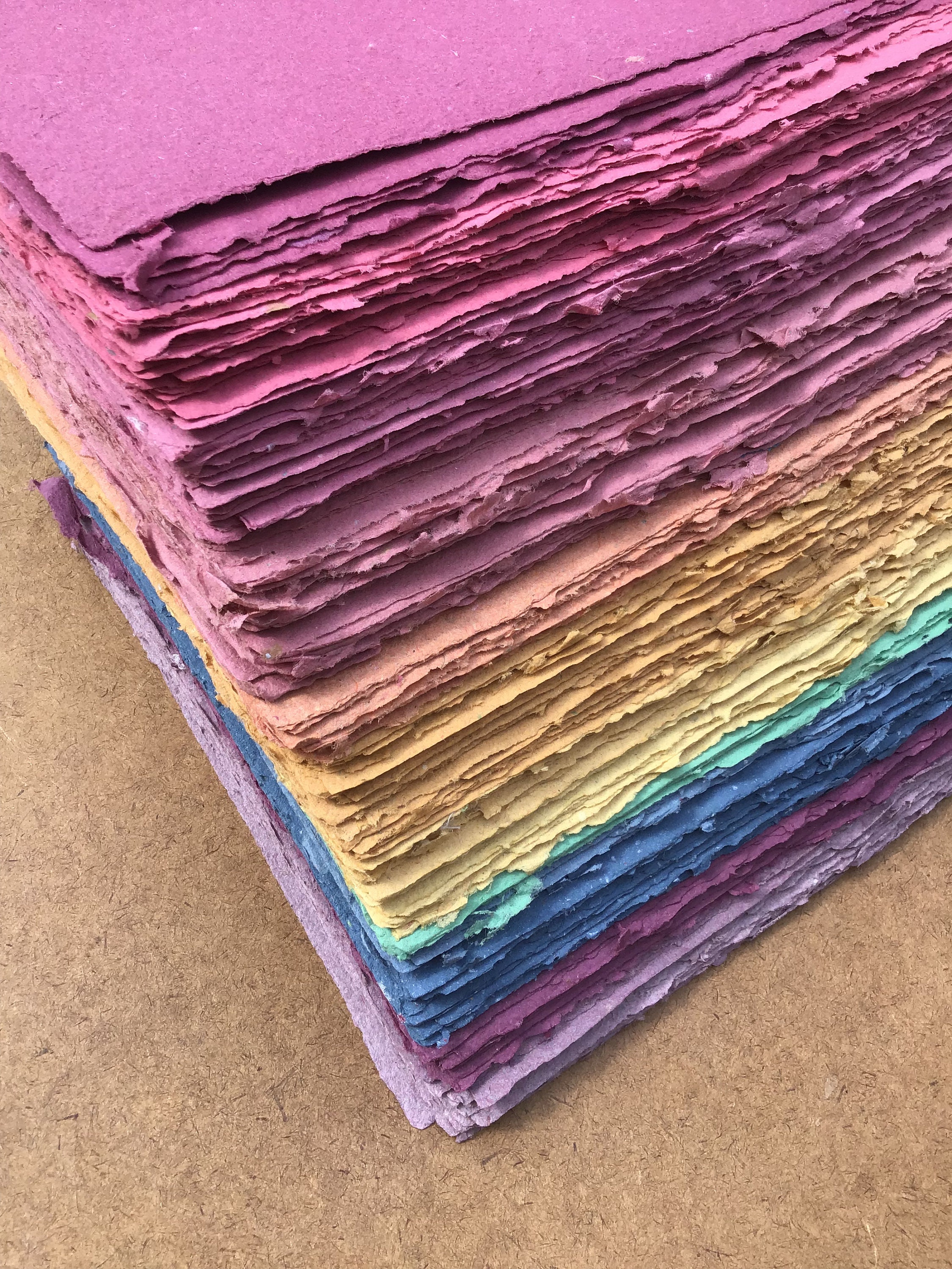 5 Sheets 8 5x11 Inch Rainbow Batch Handmade Paper Eco Friendly