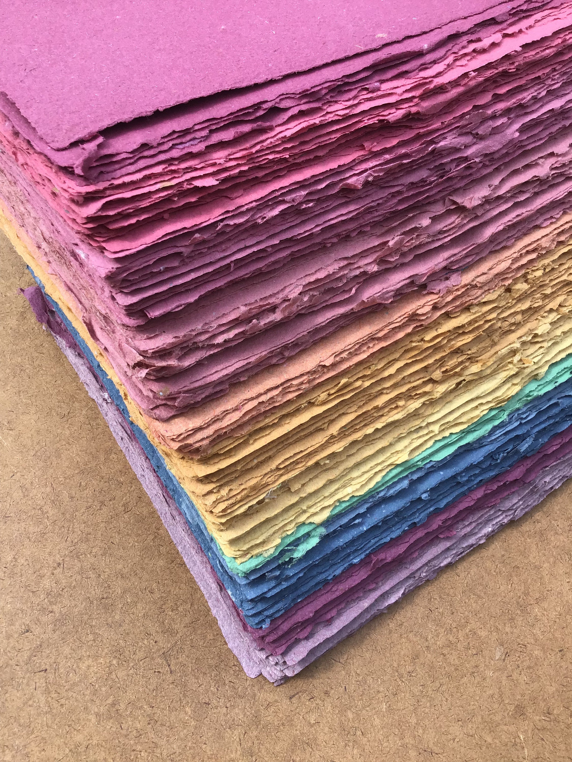 5 sheets 8.5x11 inch rainbow batch, handmade paper, eco friendly