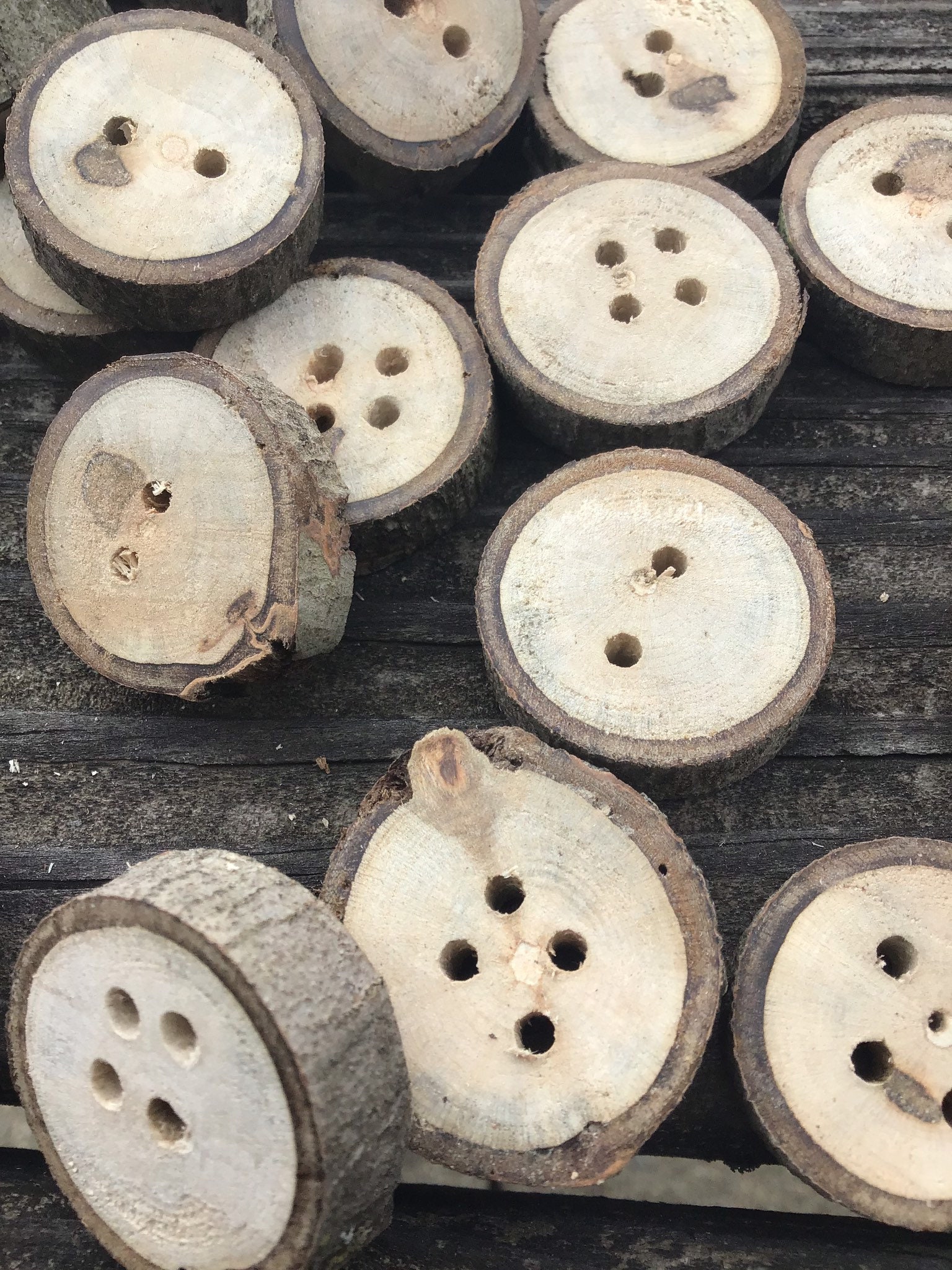 Set of four wood buttons, 1 inch buttons, live edge buttons, natural buttons,  rustic buttons