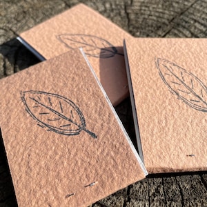Set of 3 orange leaf watercolor notebooks, mini notebook notepad, recycled, handmade paper, homemade paper, wedding favor, 2x3 notebook