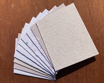 10 4x5 inch blank handmade recycled paper cards, multicolor set, blank greeting card