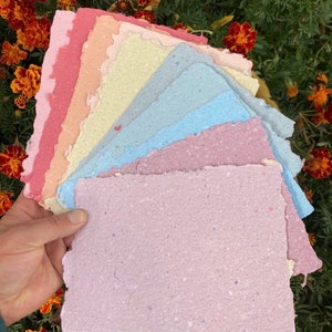 Handmade paper, recycled paper, letter size, handmade paper, recycled paper, eco friendly paper, american quarto, homemade paper, mixed