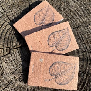 Set of 3 leaf watercolor notebooks, mini notebook notepad, recycled paper, handmade paper, homemade paper, wedding favor, 2x3 notebook