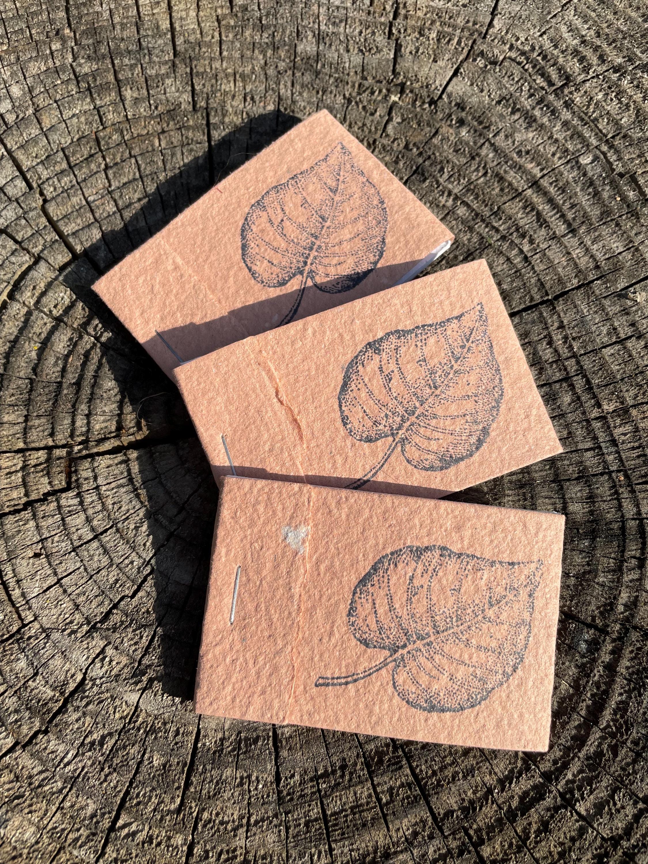 Set of 3 leaf watercolor notebooks, mini notebook notepad, recycled paper, handmade paper, homemade paper, wedding favor, 2x3 notebook