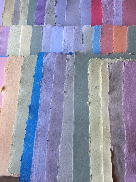 10 Assorted Sheets of Handmade Recycled Paper, Eco Friendly, Textured  Collage Supply 