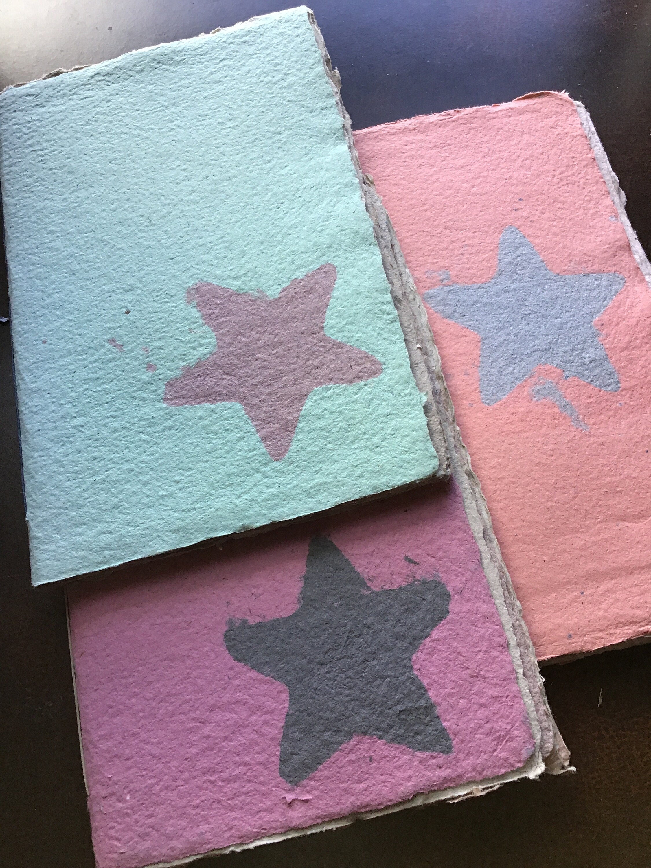 5.5x8.5 inch booklet, star journal, handmade paper, homemade paper