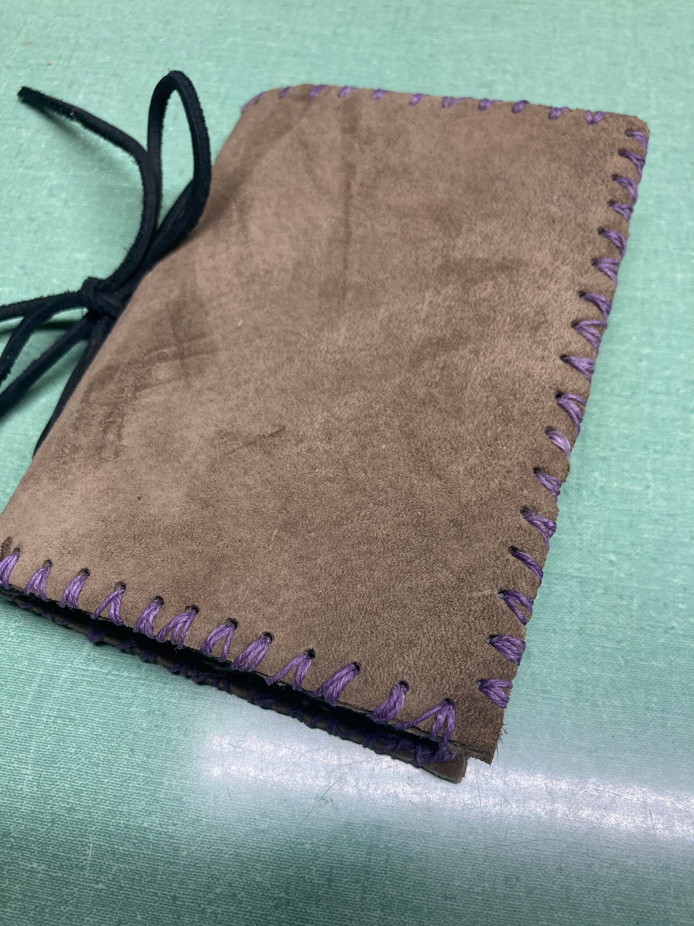 Brown leather journal, refillable journal, handmade paper journal, art