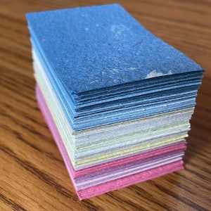 VERKOOPPRIJS 100 vellen papier van 2 x 3 inch, handgeschept papier, visitekaartjes, visitekaartjes, gerecycled papier