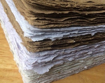 10 sheets 5x7 inch handmade paper, recycled from office paper and cardboard, dry media sheets
