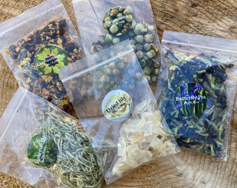 Dried flowers for papermaking, candles, saussurea, honeysuckle, butterfly pea, snow chrysanthemum, dried lily, inclusions, dried flowers