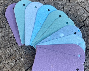 10 rounded gift tags, eco friendly packaging, price tags, recycled handmade paper