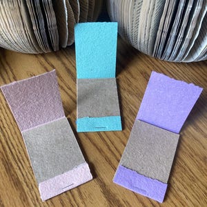Set di 3 quaderni di fiammiferi, mini quaderno notepad, carta riciclata, carta fatta a mano, carta fatta in casa, bomboniera, bomboniere, quaderno 2x3
