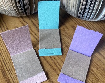 Handmade Recycled Paper Matchbook Notebooks, Set of 3, Party Favors