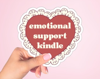 Emotional Support Kindle Sticker: Coquette Heart Vinyl Decal