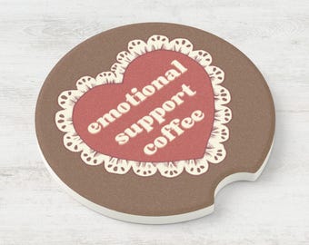 Emotional Support Coffee Car Coasters: Soapstone Drink Coaster Set