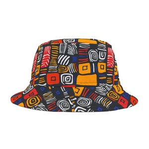 ColorMeWrite African BucketHat, Colorful Abstract Pattern Hat, African Pattern Hat, 90s aesthetic, African Wax Print, Black Art, Bucket Hat