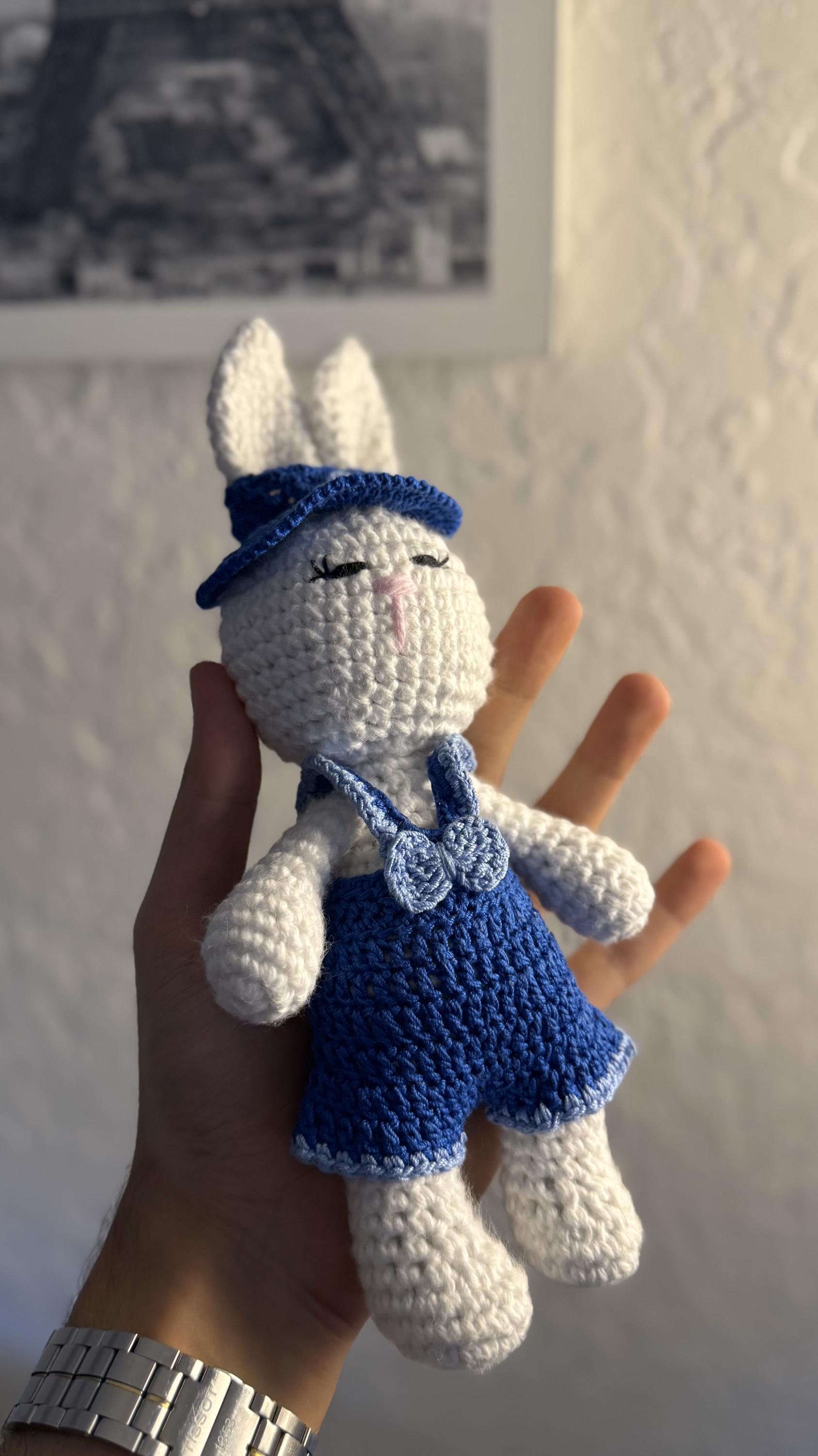 Handmade Crochet Bunny Plush Toy With Interchangeable Outfits  Pink ...