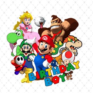 Super Mario Birthday Boy PNG SVG: Cricut Sublimation (Digital Download)