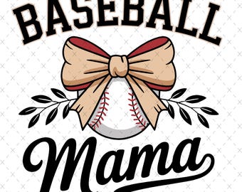 Retro Baseball Mama PNG: Checkered Bow Sublimation (Digital Download)