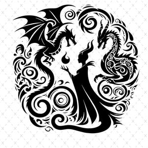 Maleficent Villains Mandala SVG, Maleficent , Zentangle Silhouette Cut Files, Png, Printable, Sublimation Design