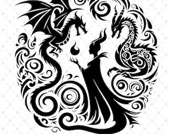 Maleficent Bösewichte Mandala SVG, Maleficent, Zentangle Silhouette Schnittdateien, Png, Printable, Sublimationsdesign