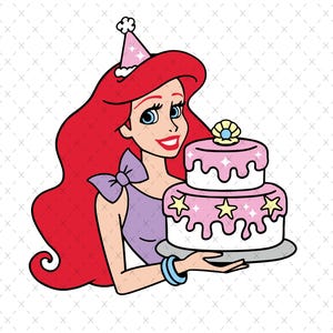 Princess Ariel Birthday PNG: Mermaid Cake, Magical Kingdom (For Sublimation)