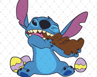 Happy Easter Stitch SVG: Bunny Eggs Squad PNG (Digital Download)